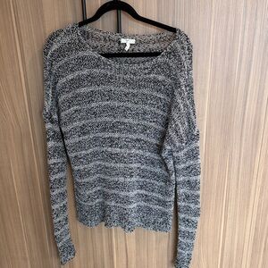 Joie Charcoal and Light Gray Striped Sweater